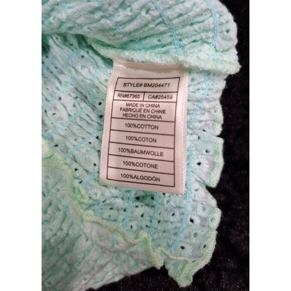 NWT BB Dakota by Steve Madden Light Green Cotton Smocked Off the Shoulder Top/Sz - Picture 4 of 4